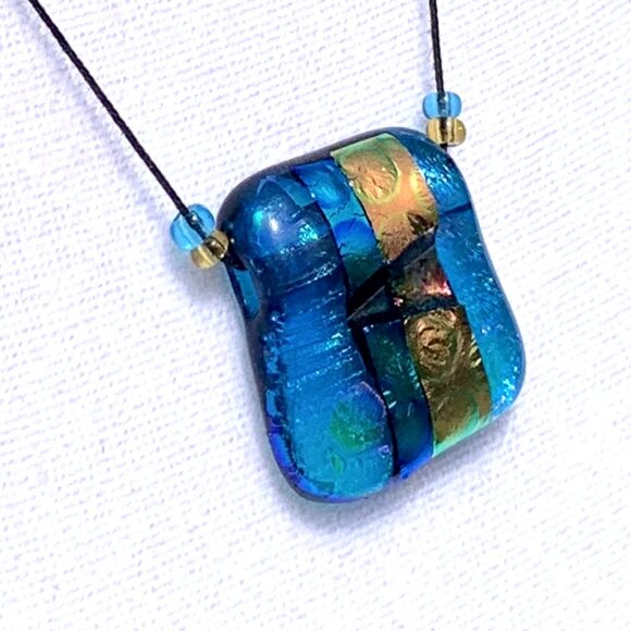 Italian Linea UR Khan Dichroic Glass Jewelry 3pc Set - Picture 8 of 15